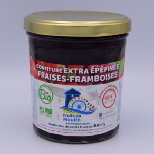 Confitures épépinées fraises framboises bio 360g